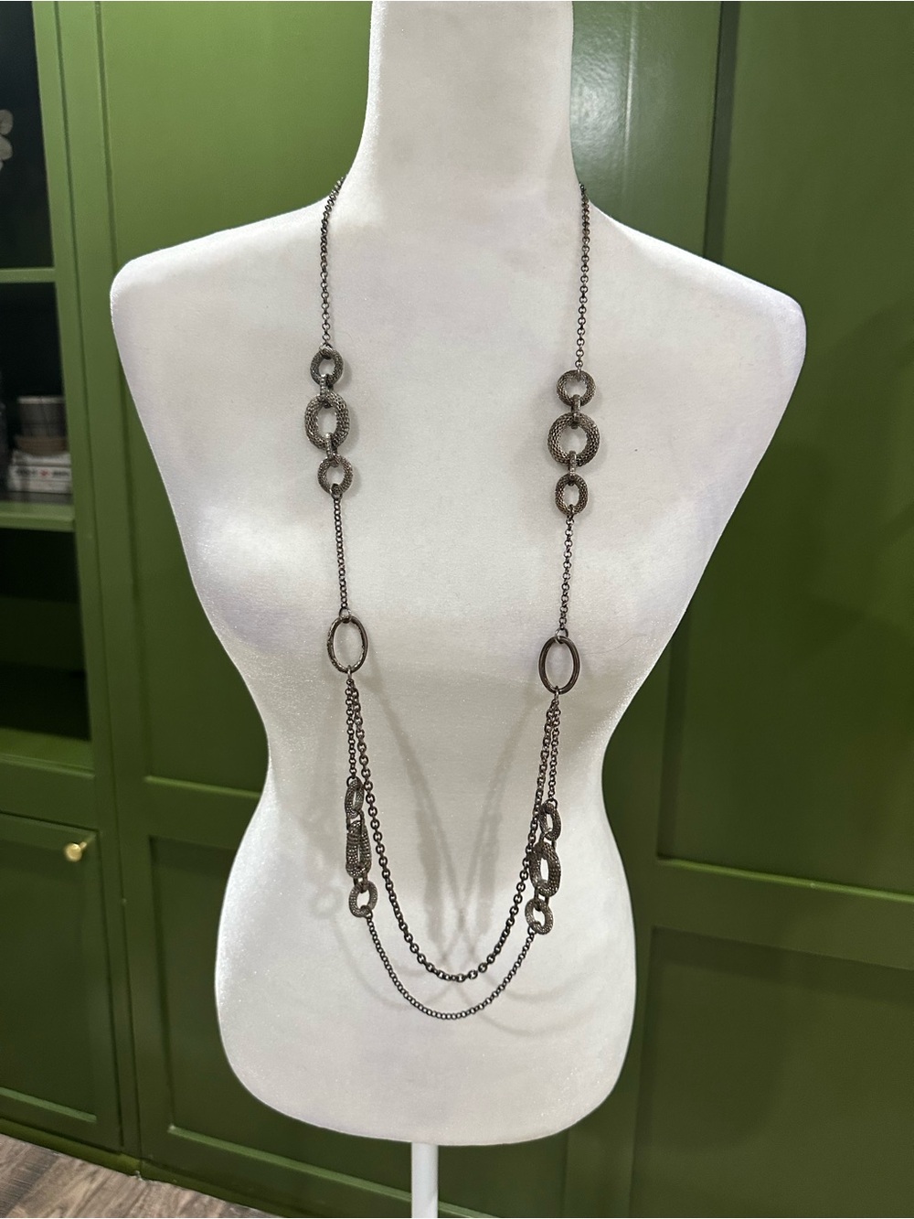 Premier Designs Long Layered Necklace in Antique Silver-Tone